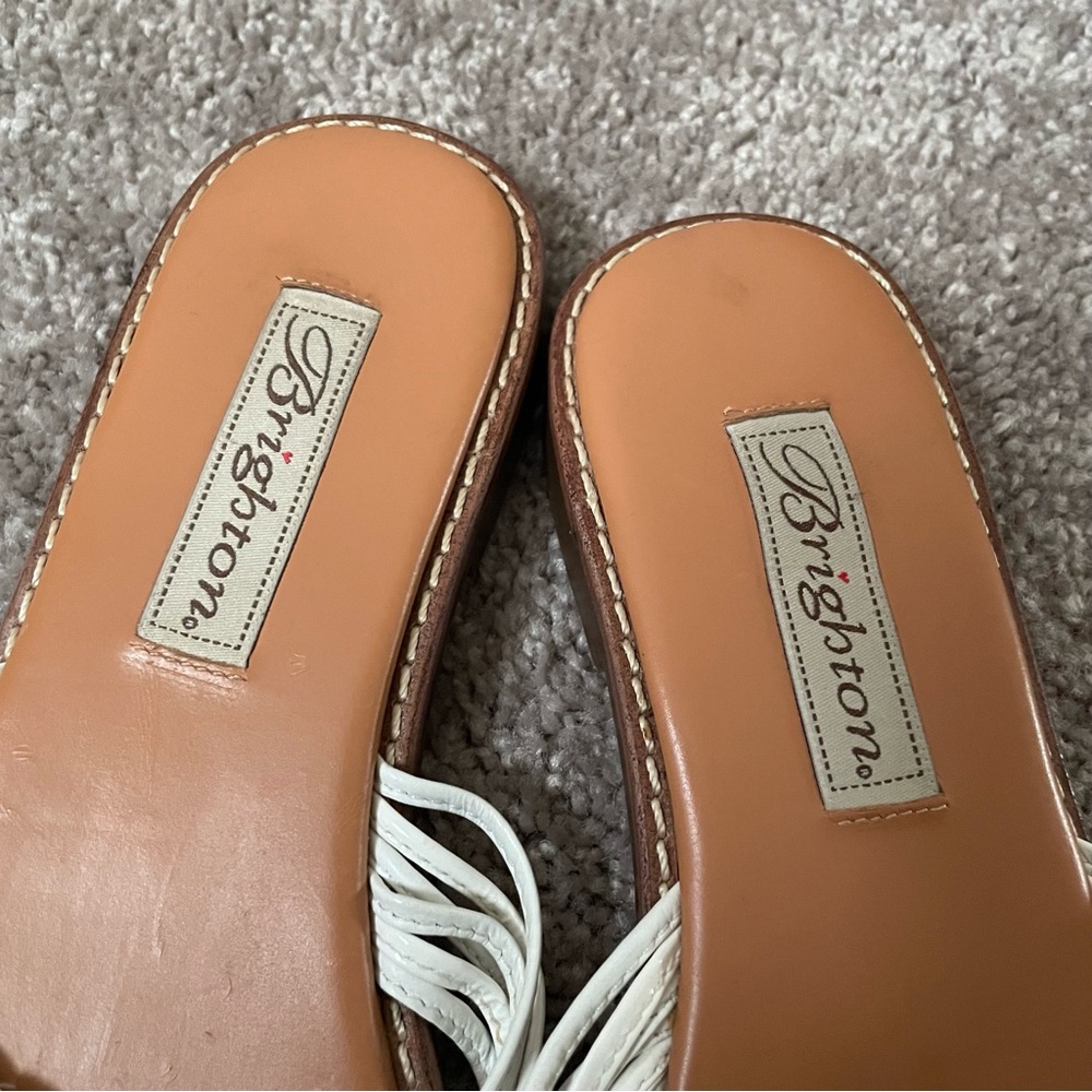 Brighton⚡️Ornate White and Tan Sandals with Elegant Silver Charm Accents - Picture 9 of 14